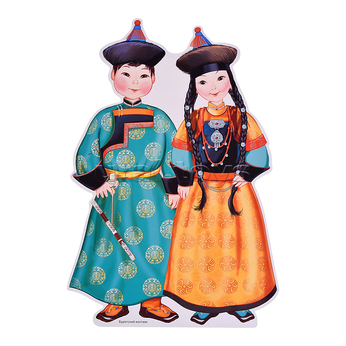 Комплект вырубных мини-плакатов со скотчем. Костюмы народов России (10 народов)