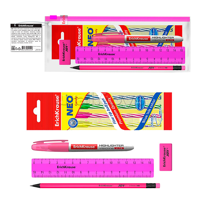 Набор в zip-пакете Neon Solid, розовый