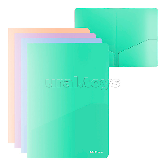 Папка-уголок пластиковая Matt Pastel Bloom, с 2 карманами, A4, непрозрачный, ассорти (в пакете по 12 шт.)