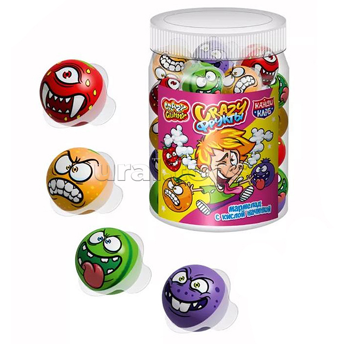 Мармелад с кислой начинкой "Crazy Фрукты" ассорти 10гр (30шт)