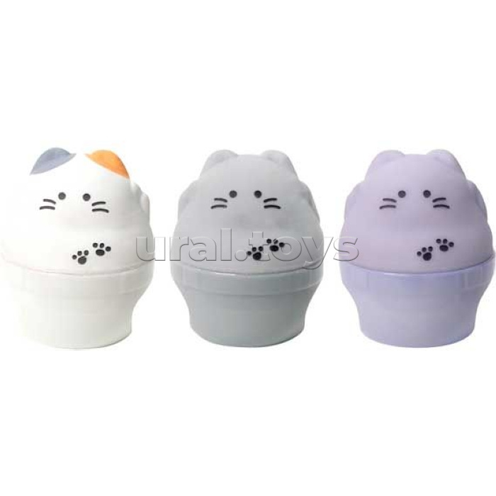 Точилка и ластик 2 в 1 "Ghost Meow" 1 отверстие, пластиковая, в форме кота, 4*3,5 см, с контейнером, ластик из синтетического материала (ECO-PVC), каждая с индивидуальной маркировкой, в картонном дисплее