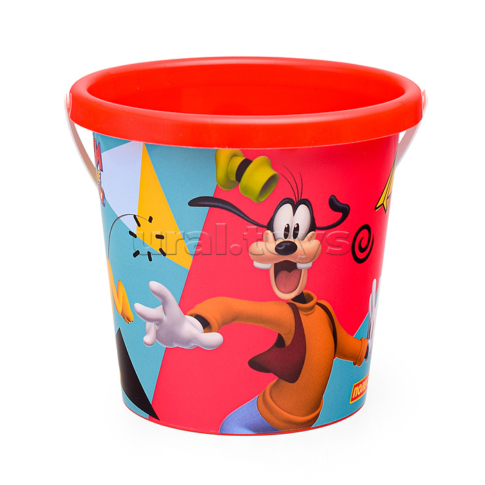 Набор Disney «Микки и Весёлые гонки» №12: ведро с наклейкой, ситечко "Солнышко", лопатка №5, грабельки №5, формочка (самолёт), кораблик "Юнга", лейка №10