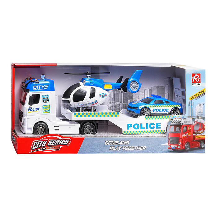 Машина "Полицейский автовоз" (свет, звук) в коробке