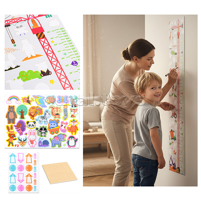 Ростомер. Наклейка на стену самоклеющаяся  + доп наклейки на лист