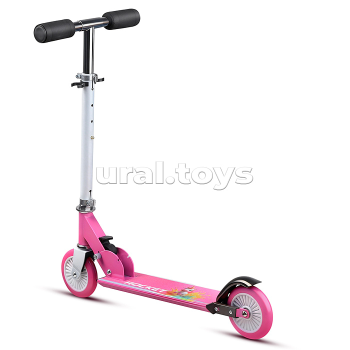 Самокат 2-х колесный ROCKET,колеса PU/ 125 мм, ABEC 7, розовый (в пакете)