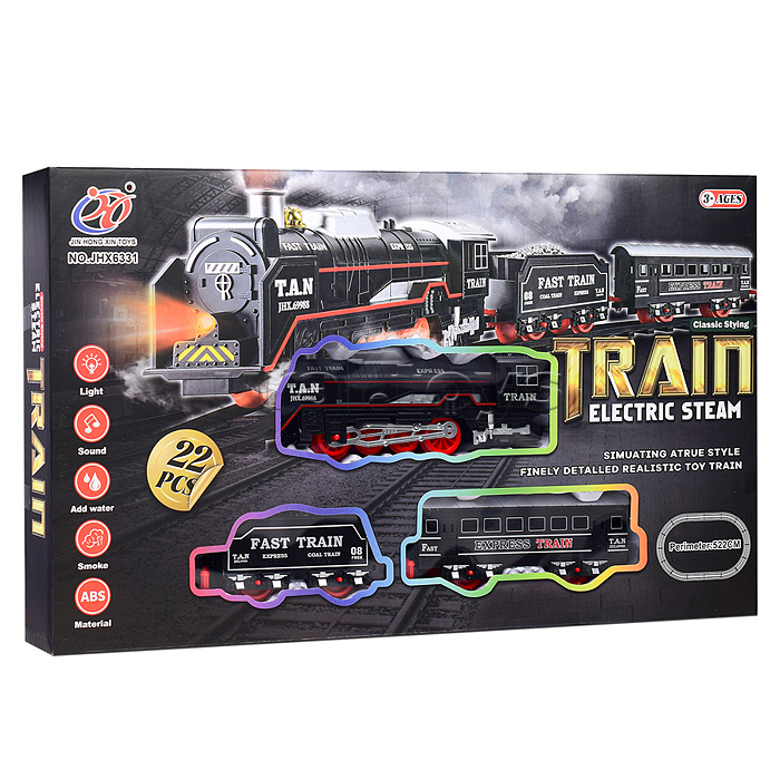 Железная дорога "Train electric steam" в коробке