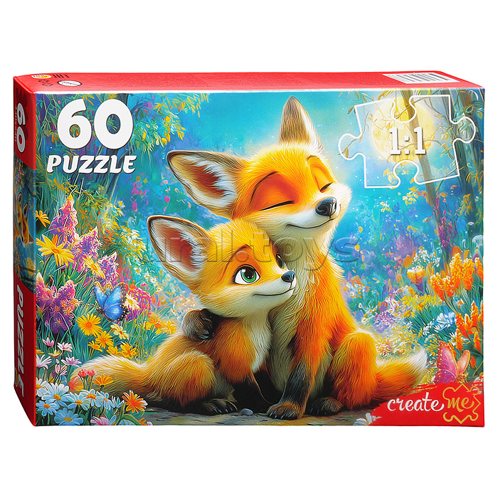 Пазлы 60 "Лисичка с лисенком"