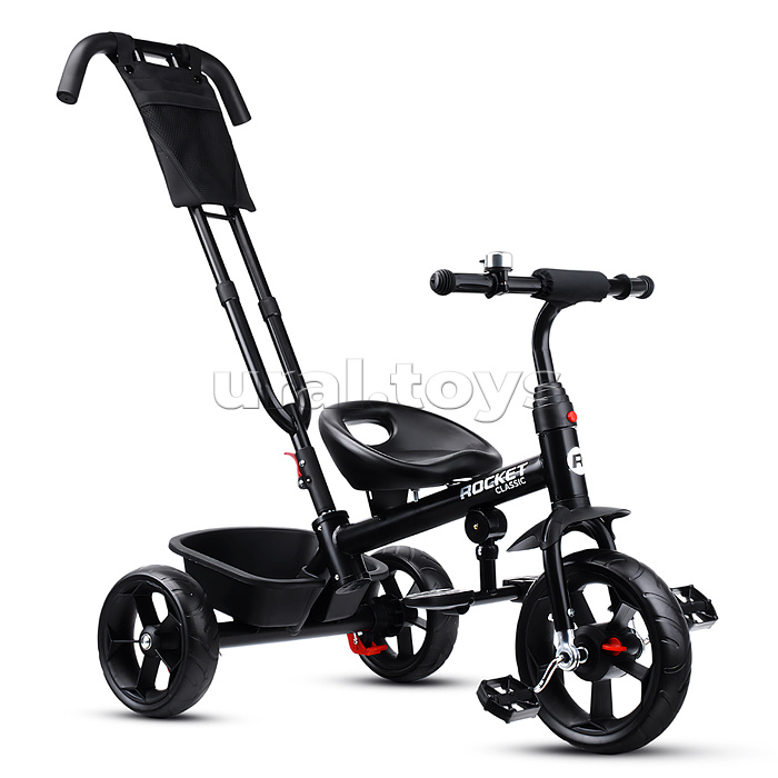 Велосипед трехколесный Rocket 136-BK, колеса EVA 10"/8", цвет черный