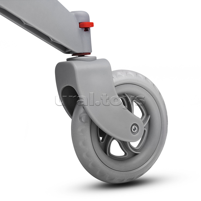 Коляская кукольная металлическая, с корзиной и козырьком, цвет серо-розовая