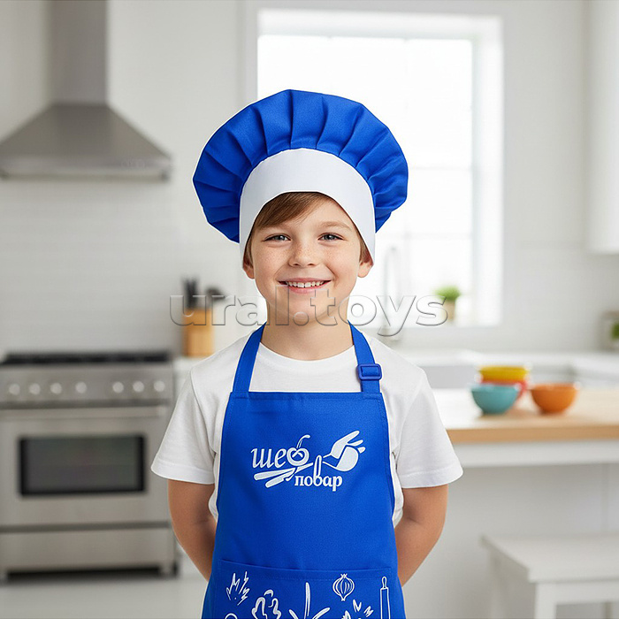 Набор "Шеф-повар" (фартук, колпак) синий
