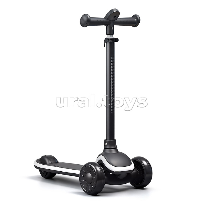 Самокат 3-х колесный ROCKET,колеса PU со светом, цвет чёрный