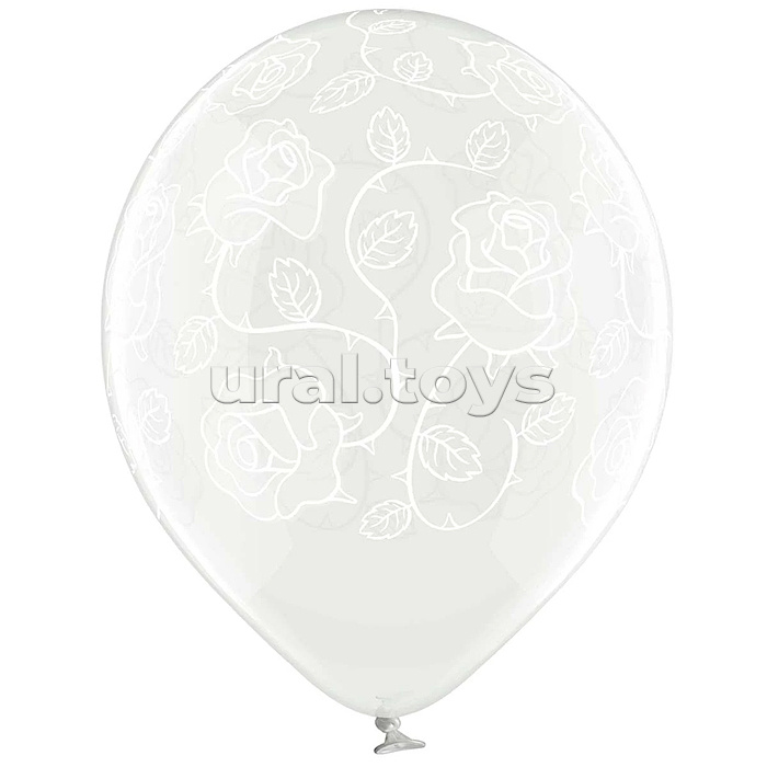 Шар латексный Шелкография кристалл 14" Розы -038 (упаковка 25шт)