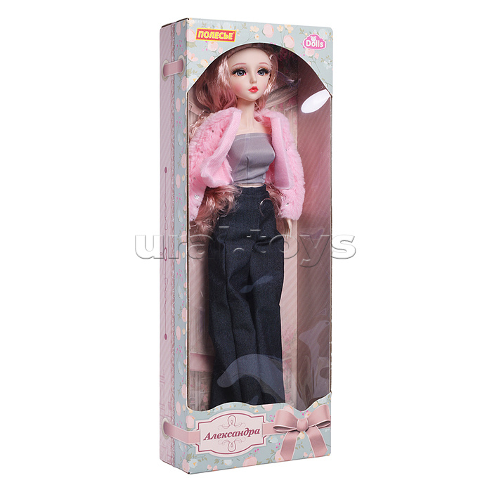 Кукла "Александра" (55 см) в розовой шубке (в коробке)