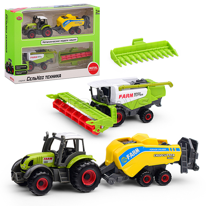 Трактор "Сельхозтехника" с прицепом (в ассортименте) в коробке
