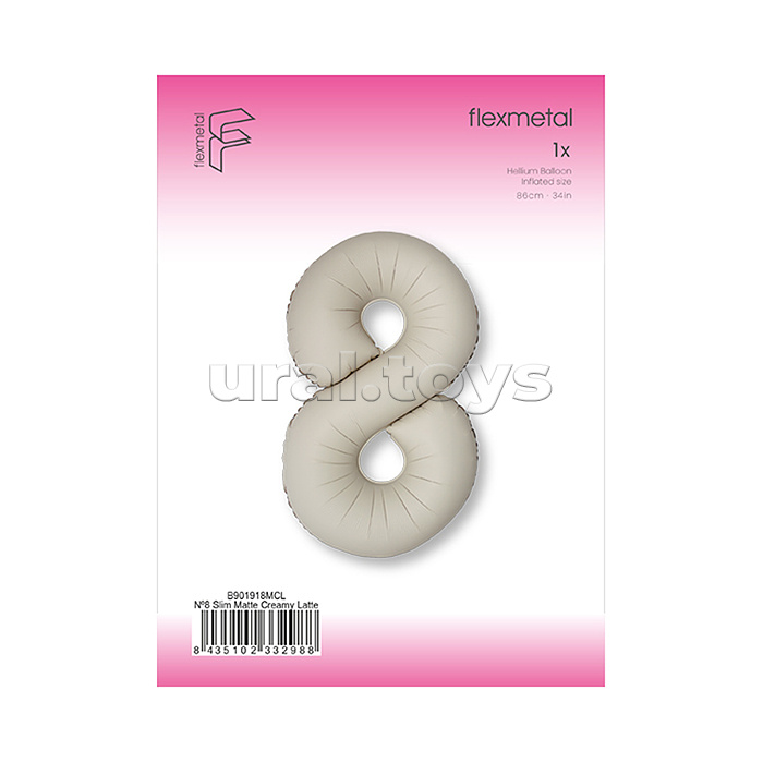 Шар (40''/102 см) Цифра, 8 Slim, Кремовый Латте, Матовый, 1 шт. в уп. Шар (40''/102 см) Цифра, 8 Slim, Кремовый Латте, Матовый, 1 шт. в уп.