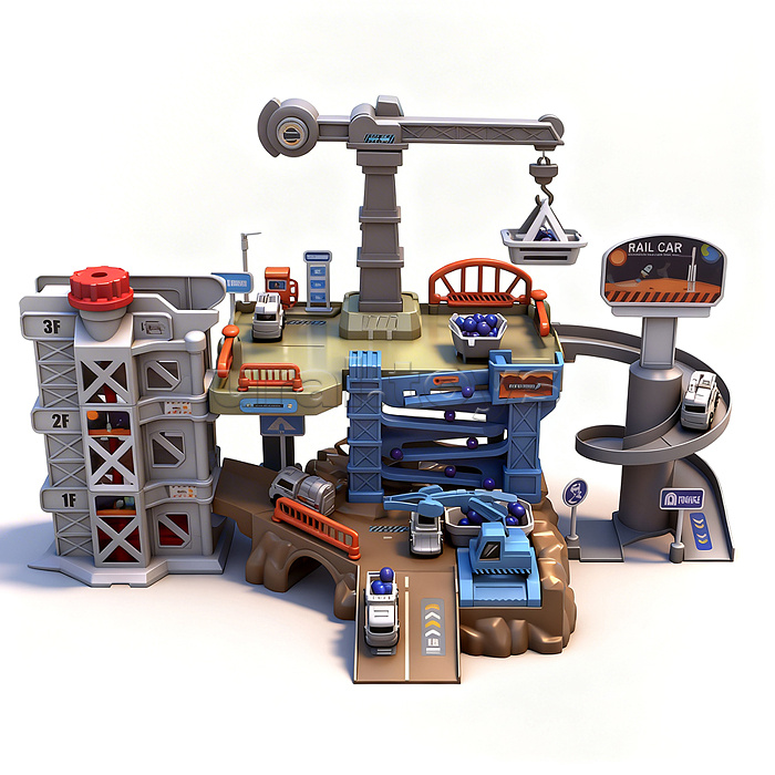 Трек  "Космическая станция" (свет, звук, 4 машины металл) в коробке