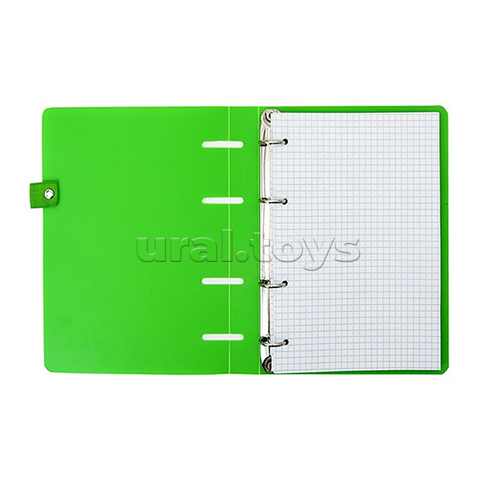 Тетрадь 80л. "Зеленый" А5 на кольцах пластиковая обложка, держатель для ручки