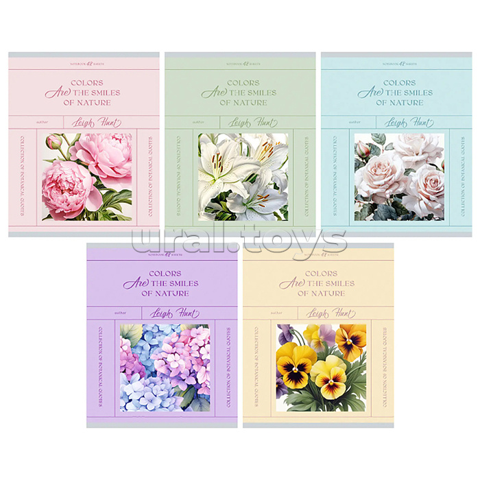 Тетрадь 48л. клетка "Botanical Qoutes" А5 скрепка