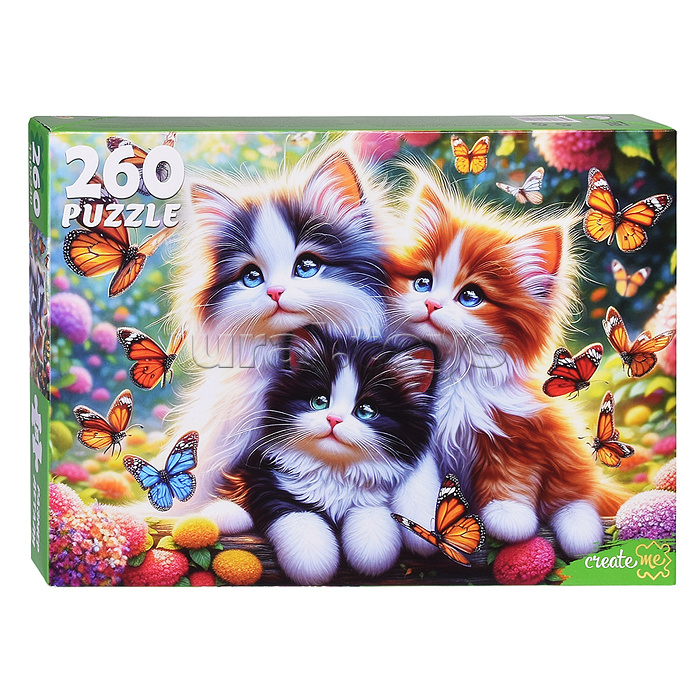 Пазлы 260 "Котята и бабочки"