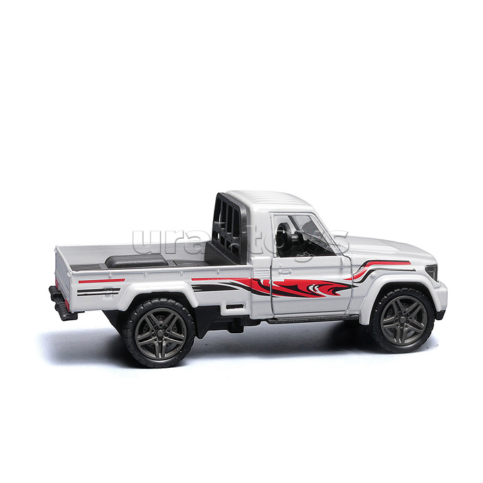 Белый с рисунком инерционная машинка пикап die-cast , 1:32