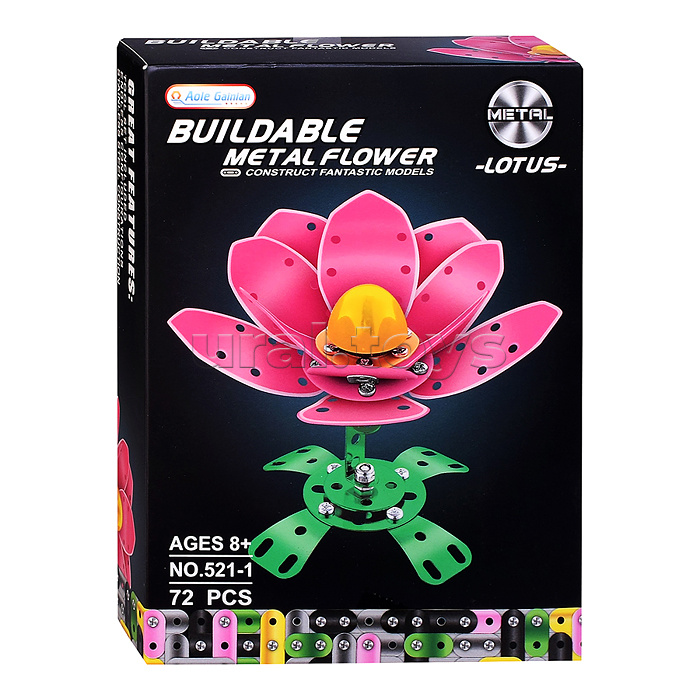 Конструктор "Нежный цветок" (72 дет.) металл, в коробке