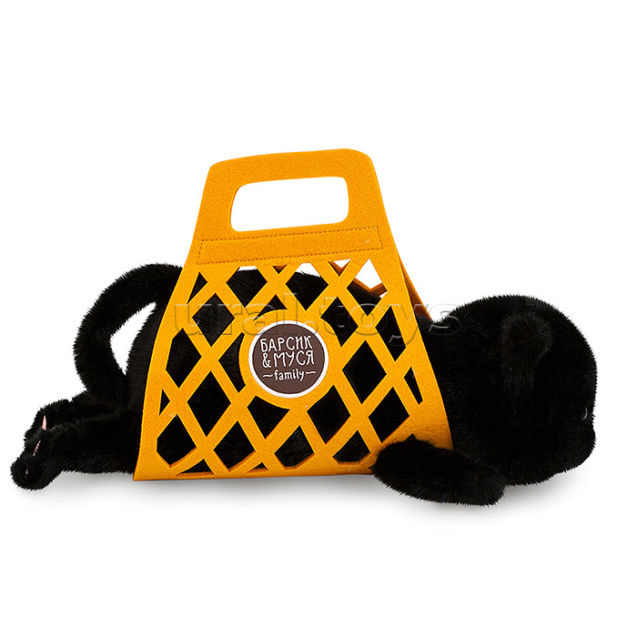 Кот Барсик в сумке черный 56