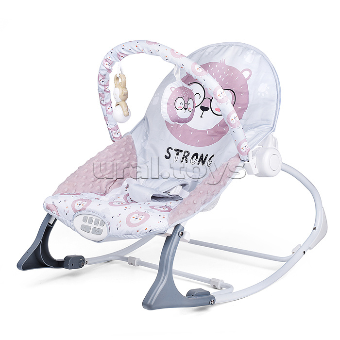 Шезлонг детский "Мишка в очках" музыка, вибрация, в коробке