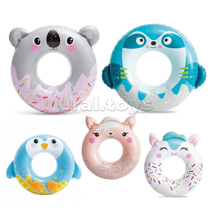 Круг для плавания «Милые зверята», 84 (91) см х 76 см, от 8 лет, до 40 кг, цвет микс, 59266NP  INTEX