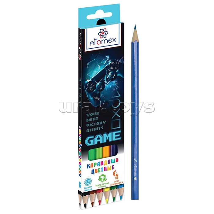 Карандаши цветные "GAME"  06 цветов, М, диаметр грифеля 2,65 мм, шестигранные, в картонной коробке