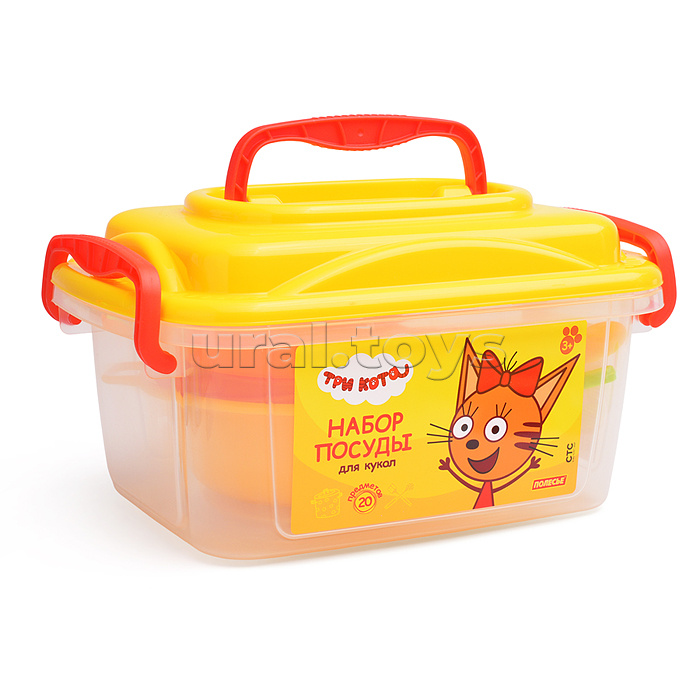 Набор посуды для кукол "Три кота" (20 элементов) (в контейнере)