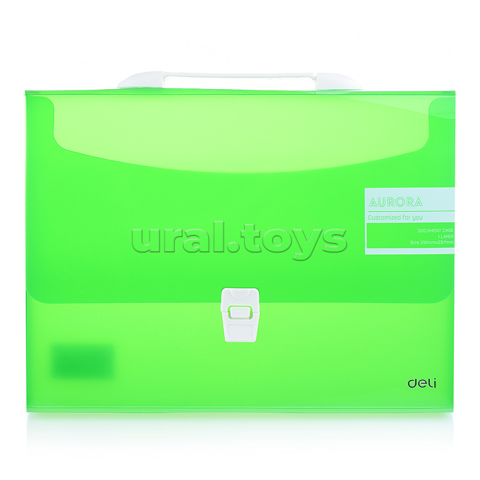 Папка-портфель Aurora, 1 отдел. A4 ребрист. поверхн. пластик 0.6мм, зеленый