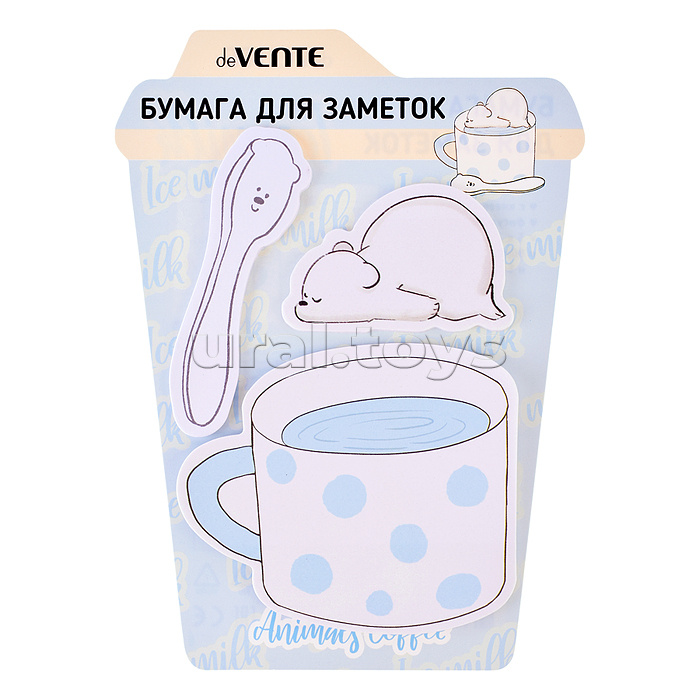 Набор клейкой бумаги для заметок "Animals Coffee. Bear" 80x68 мм, 72x23 мм и 54x35 мм, 3x20 листов Набор клейкой бумаги для заметок "Animals Coffee. Bear" 80x68 мм, 72x23 мм и 54x35 мм, 3x20 листов