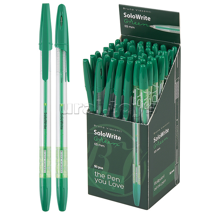 Ручка "Solo Write" шариковая, масло, 0.5 мм, зеленая