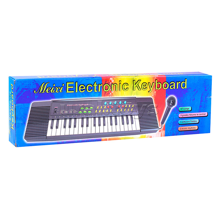 Синтезатор с микрофоном, в коробке