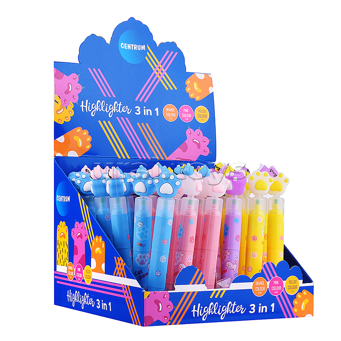 Текстовой маркер сегментный "Кошачья лапка", 3-х цветный, скошенный стержень в дисплее