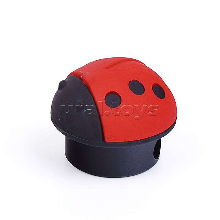 Точилка пластиковая с ластиком "Божья коровка", 1 отверстие, контейнер, ассорти