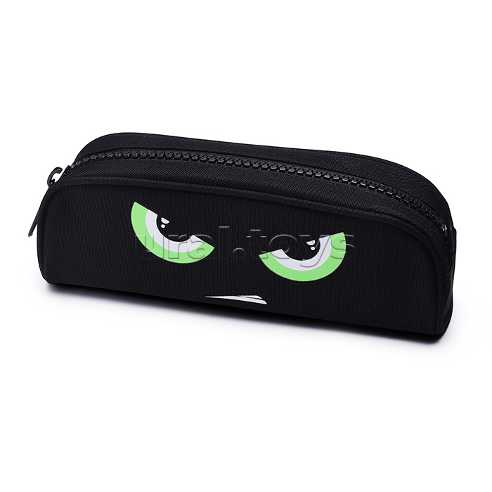 Пенал "Bad Boy" 22x7,5x5,5 см, овальный с крупной тракторной молнией для 60 предметов, плотный износостойкий полиэстер с водоотталкивающей пропиткой с каучуковой аппликацией и объемной печатью