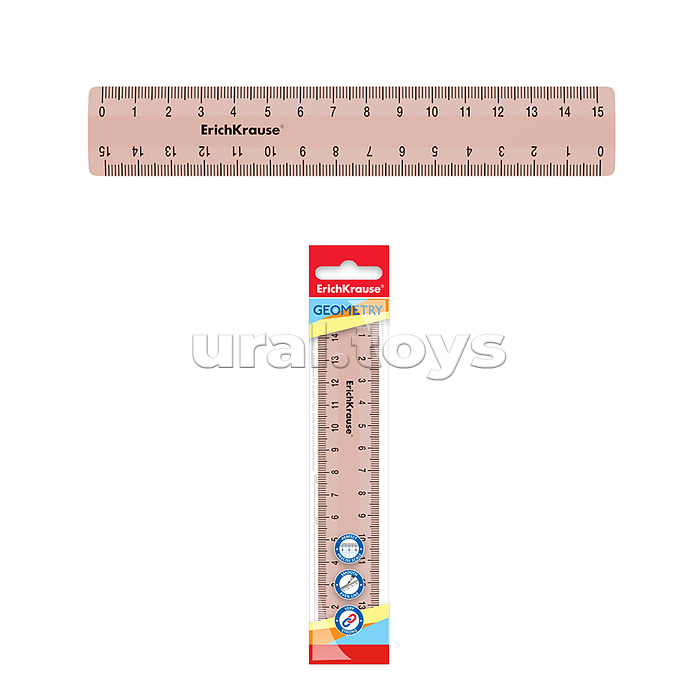 Линейка пластиковая Powder, 15см, розовая, во флоупаке