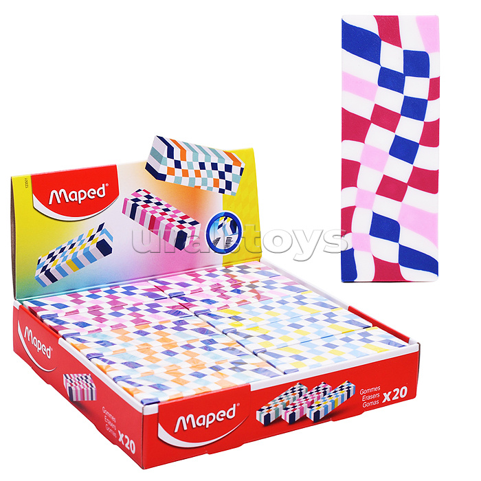 Ластик декорированный "Trendy teens checkerboard" узор в виде шахматной доски, цвета ассорти