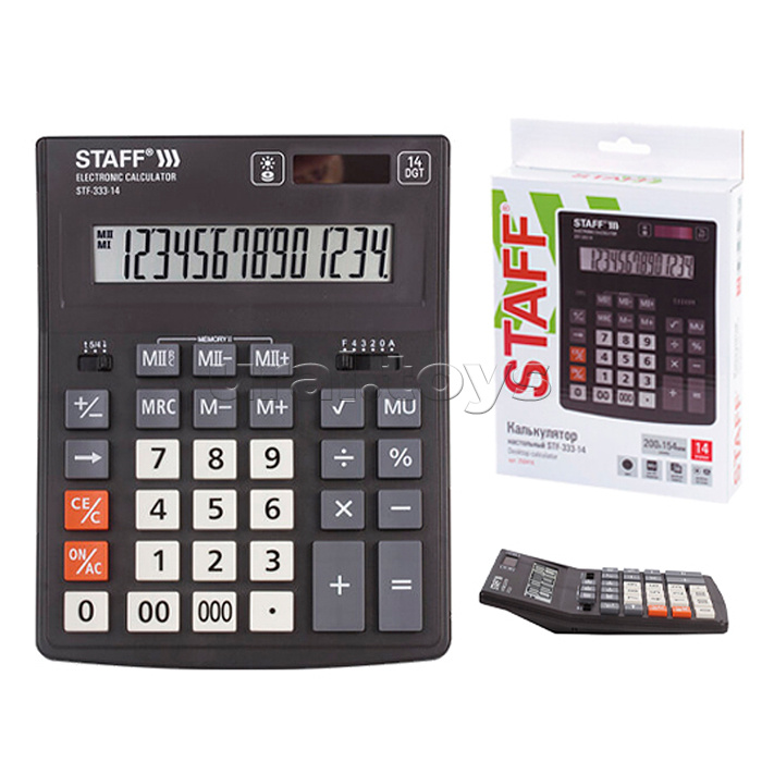 Калькулятор настольный PLUS STF-333 (200x154 мм), 14 разрядов, двойное питание