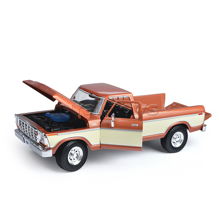 Машинка die-cast 1979 Ford F150 Pick-up, 1:18,  коричневая, открывающиеся двери