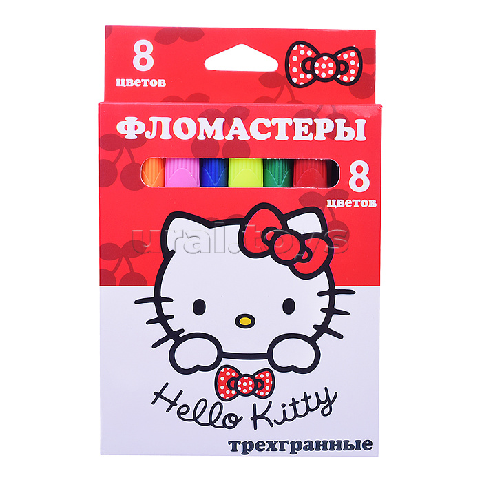 Фломастеры "Hello Kitty" 8 цв., треугольные, в картонной упаковке с европодвесом