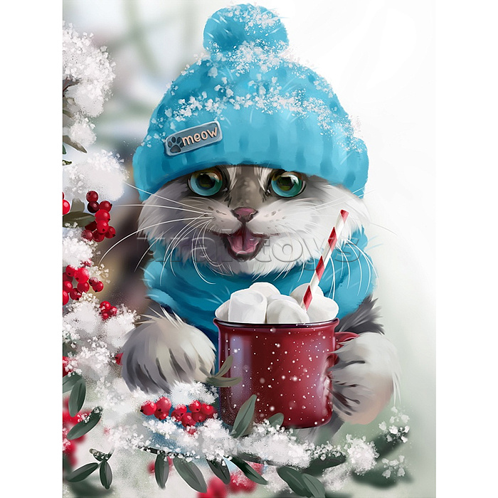 Алмазная мозаика 17х22 "Котик с какао" c подр., с полн. заполн. (20цв) (блест.) Алмазная мозаика 17х22 "Котик с какао" c подр., с полн. заполн. (20цв) (блест.)