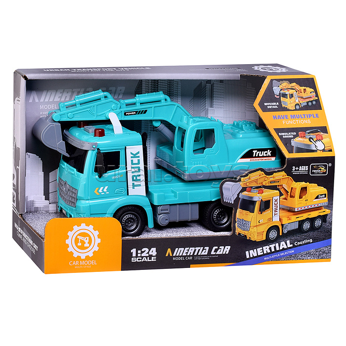 Машина "Автокран" с ковшом, на батарейках, в коробке