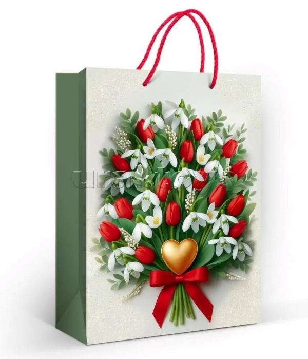 Пакет подарочный "Сердечный букет" (ML)