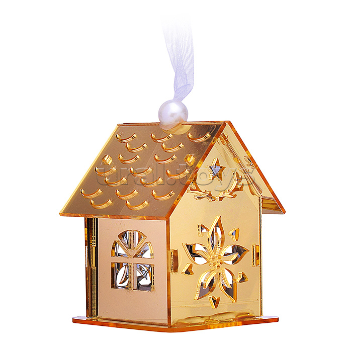 Новогоднее украшение "Домик" со светом, золото
