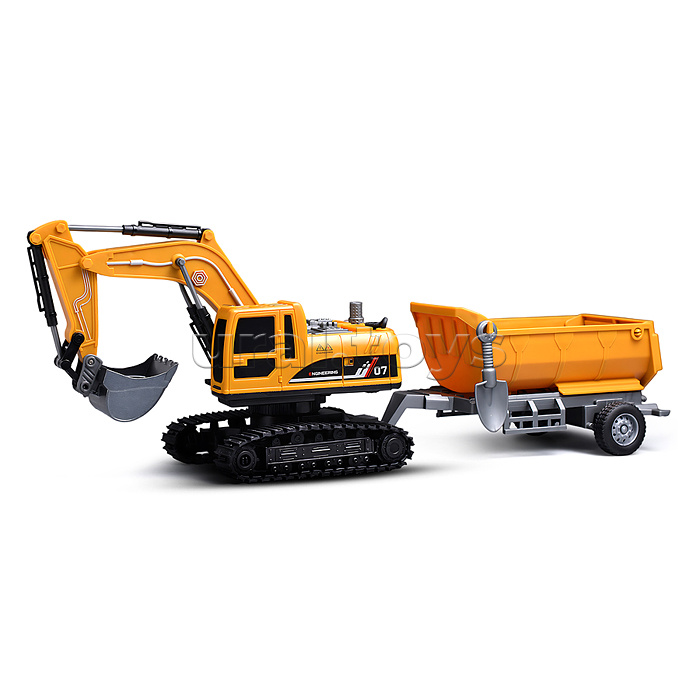 Экскаватор "Силач" с прицепом, р/у, 27 MHz, в коробке