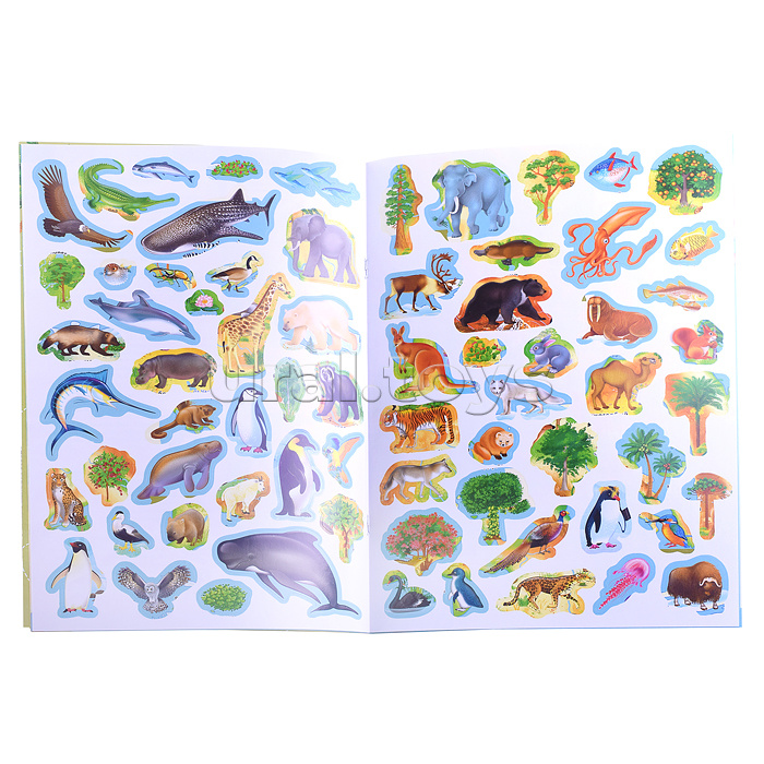 Атлас Мира с наклейками. Животные и растения. 21х29,7 см. 16 стр.
