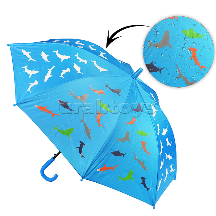 Зонт детский "Подводный мир" (55см.) с проявлением цвета