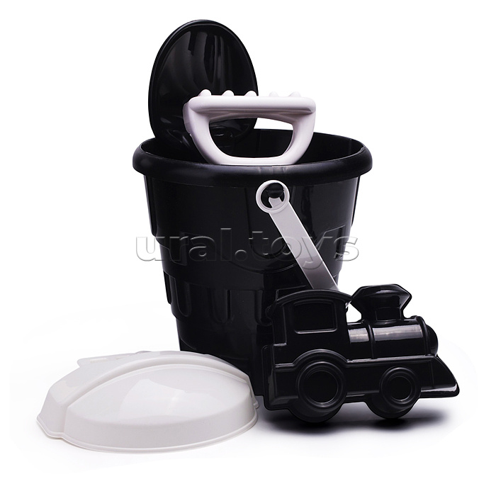 Набор песочный №13 (ведро+лопатка+грабли+2 формочки транспорт) "Инь-Янь"